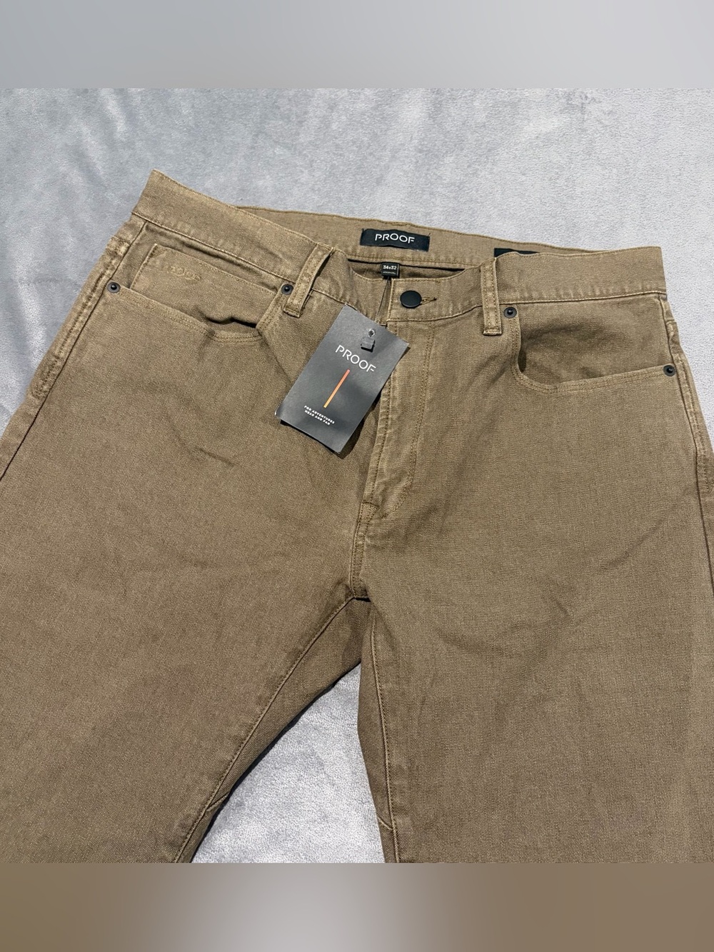Proof Huckberry Pants Mens 34x32 Brown Canvas Chino Straight Fit